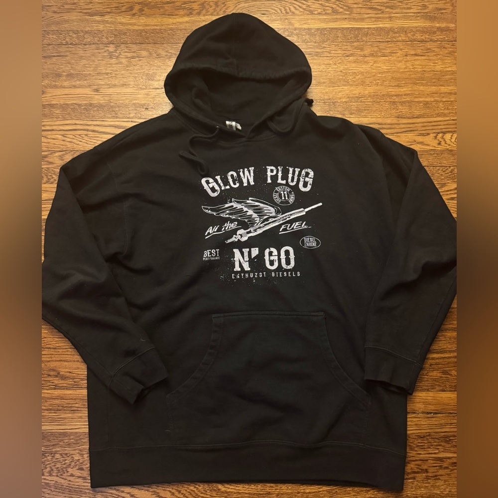 #442 GLOW PLUG N’ GO (DIESEL ENGINE) Black Men's Hoodie. For the DIESEL